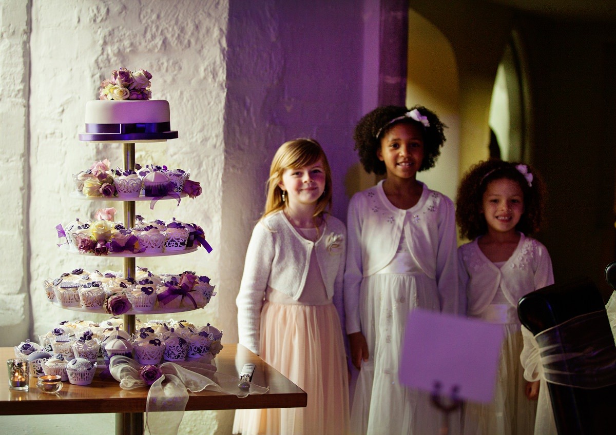 Children next to the cake