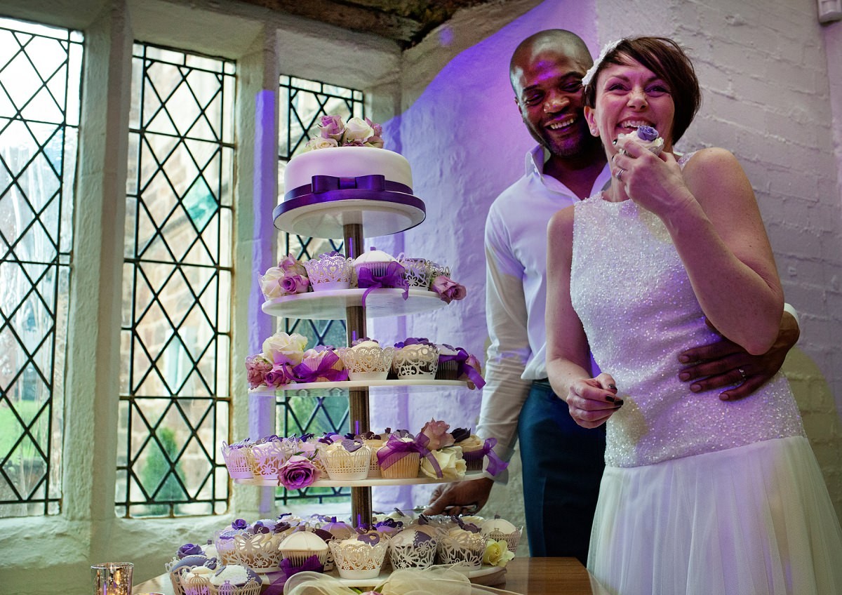 with wedding cake