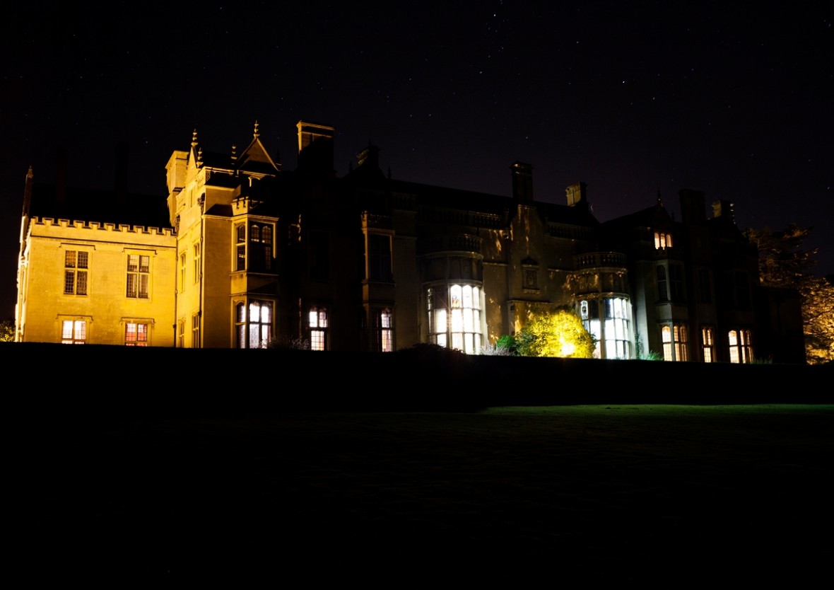 Rushton Hall at night